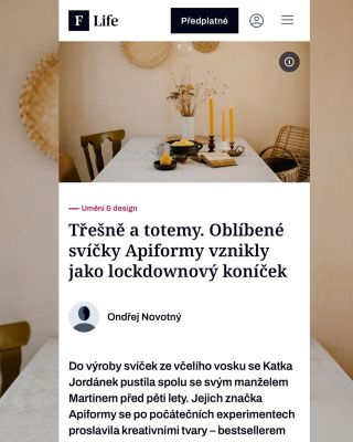 Tak mi ke včerejším narozeninám nadělil @forbescesko krásný dárek. Článek o vzniku naší značky Apiformy. Moc děkuji za...